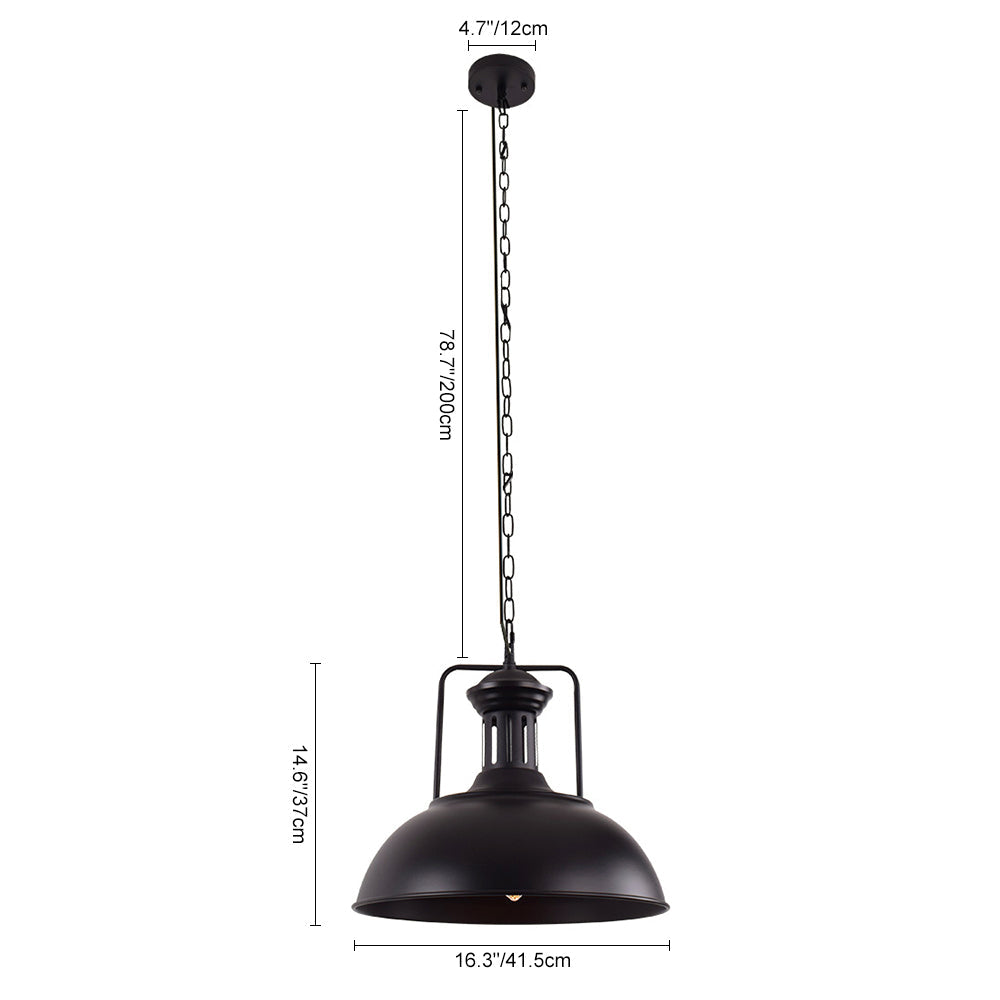 1-Light Industrial Dome Pendant Light