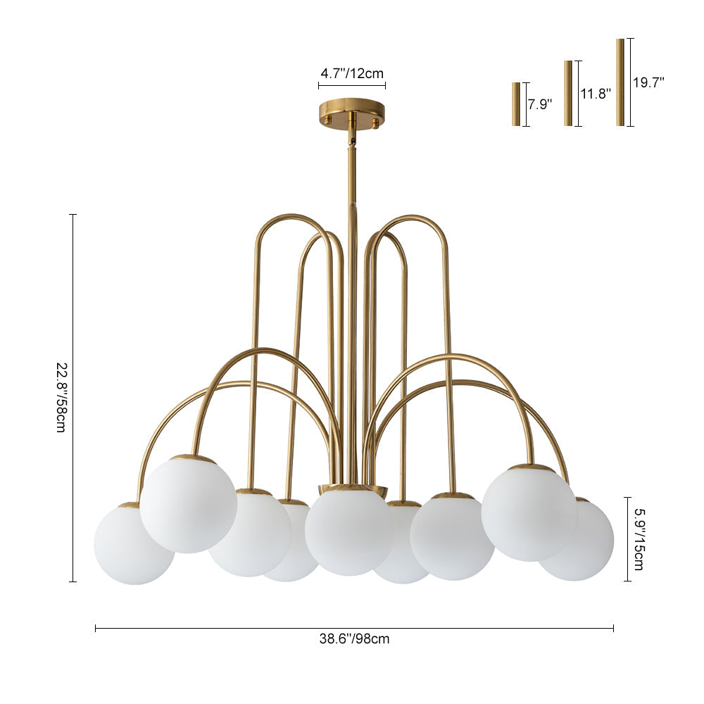 10-Light Frosted Glass Globe Bubble Chandelier