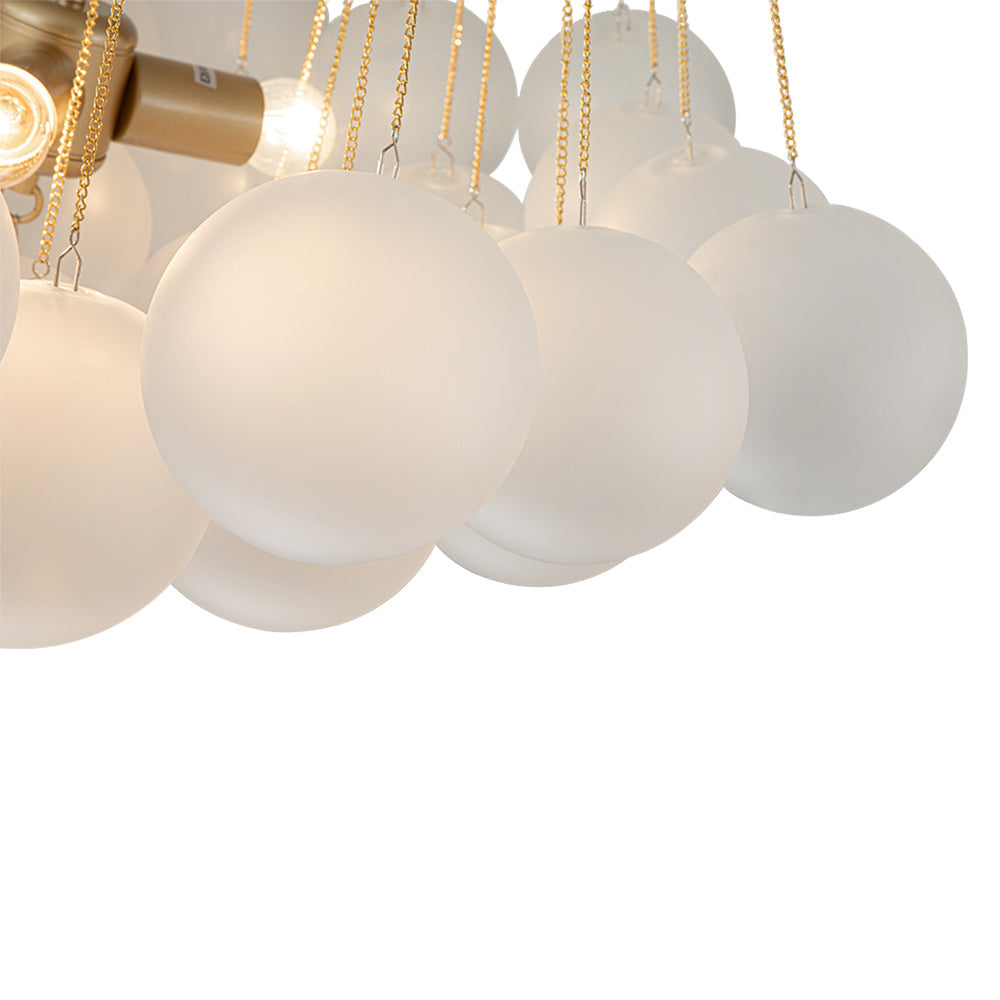 3-Light Cluster Frosted Glass Bubble Chandelier