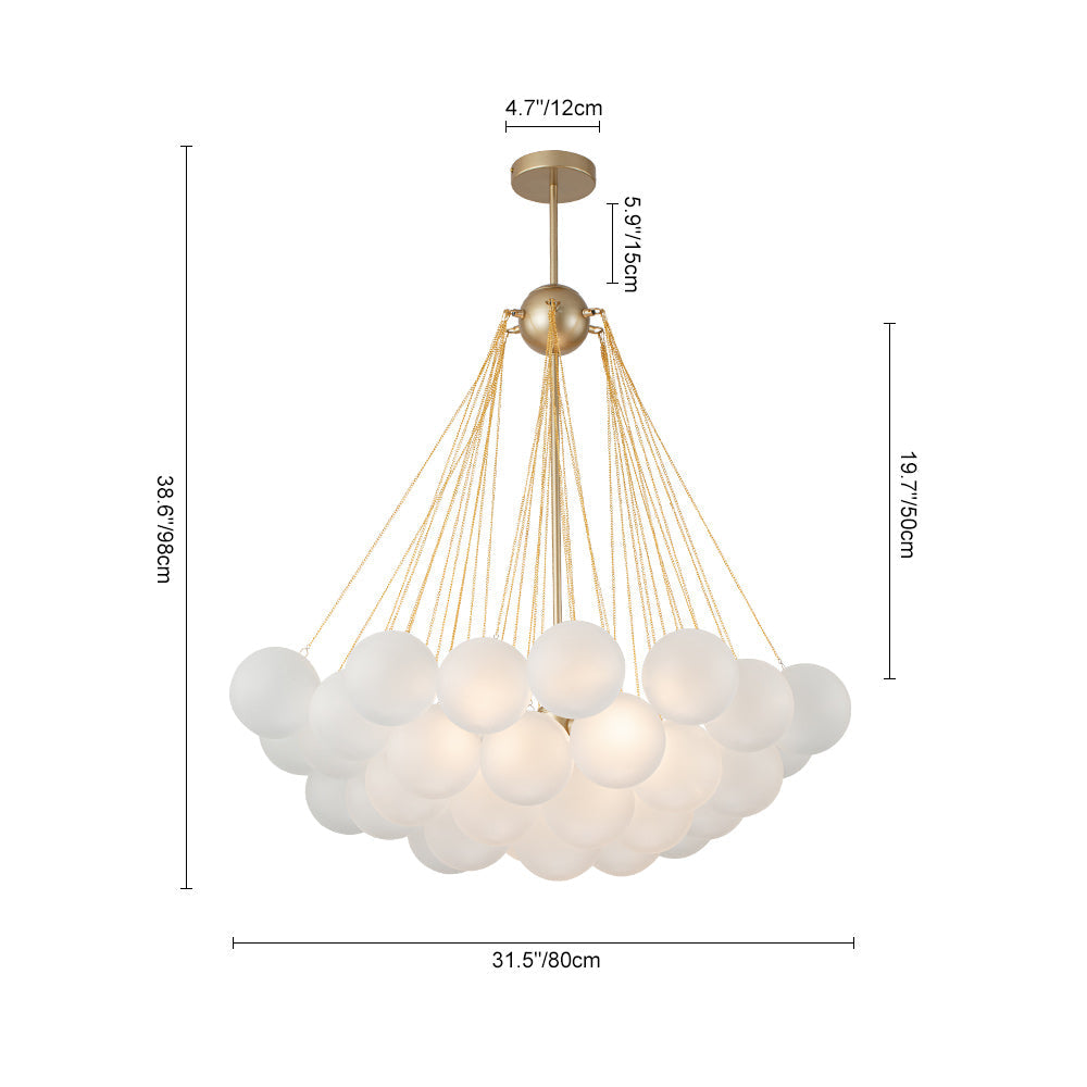 3-Light Cluster Frosted Glass Bubble Chandelier