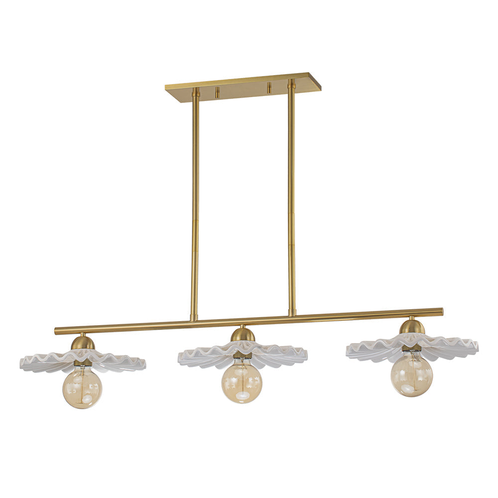 (OpenBox) 3-Light Creamy Ceramic Shade Island Linear Pendant