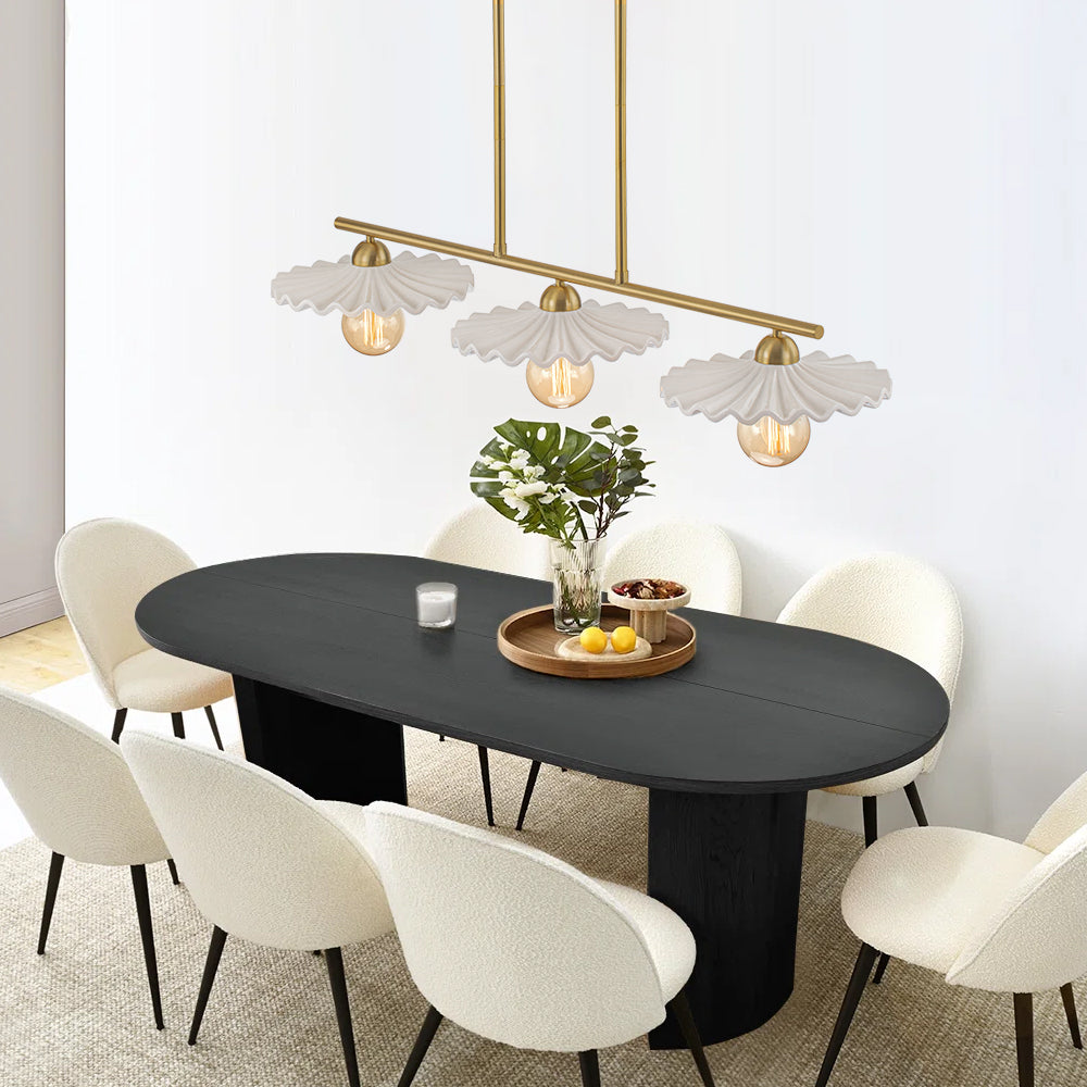(OpenBox) 3-Light Creamy Ceramic Shade Island Linear Pendant