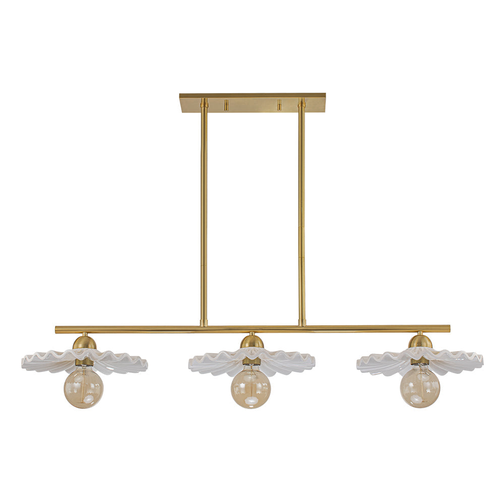 (OpenBox) 3-Light Creamy Ceramic Shade Island Linear Pendant