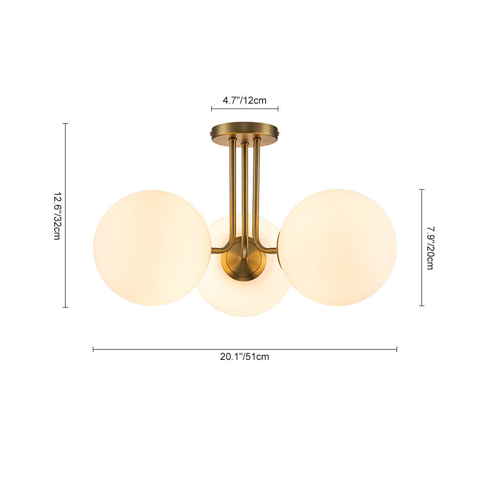 3-Light Frosted Glass Globe Ceiling Light