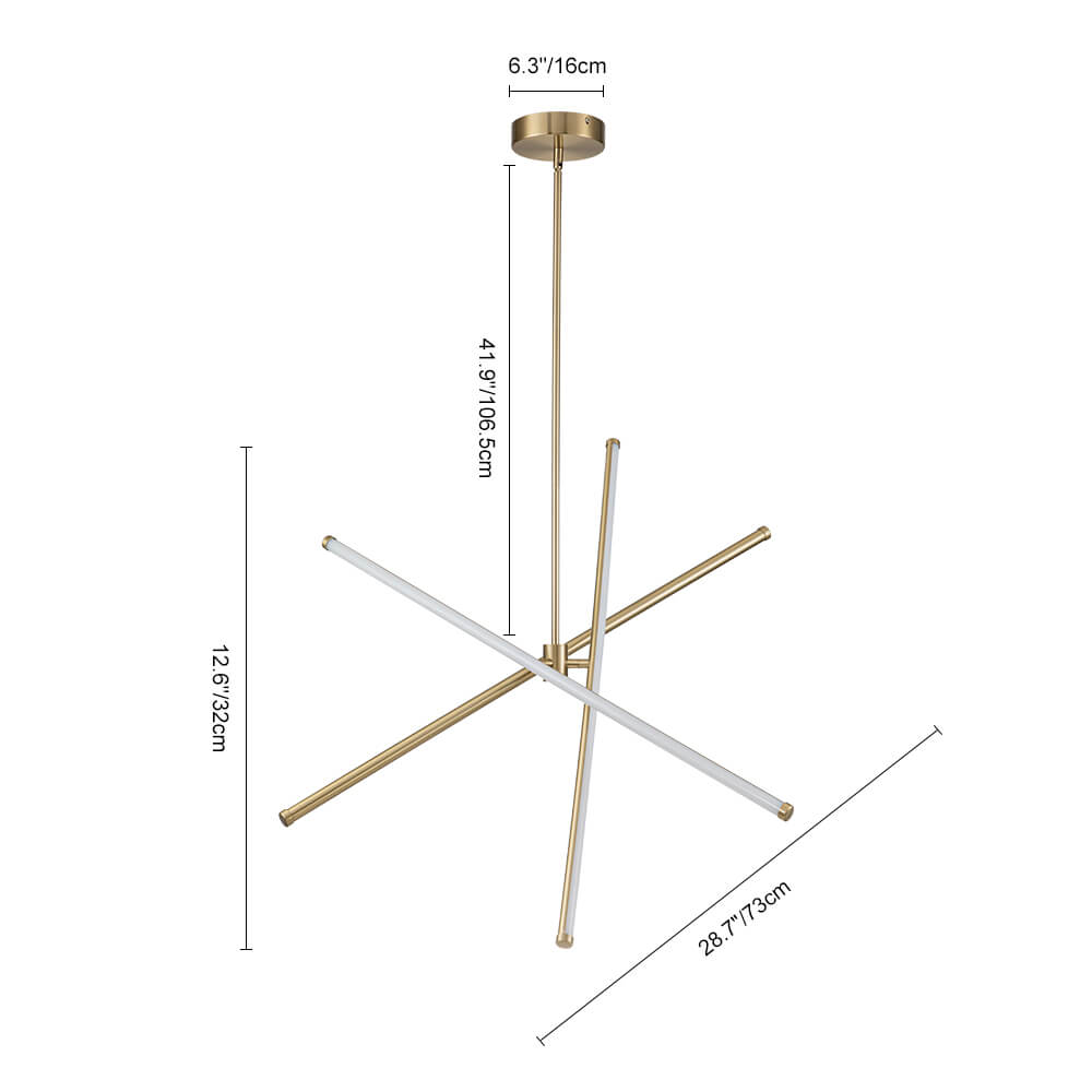 3-Light LED Tube Sputnik Chandelier