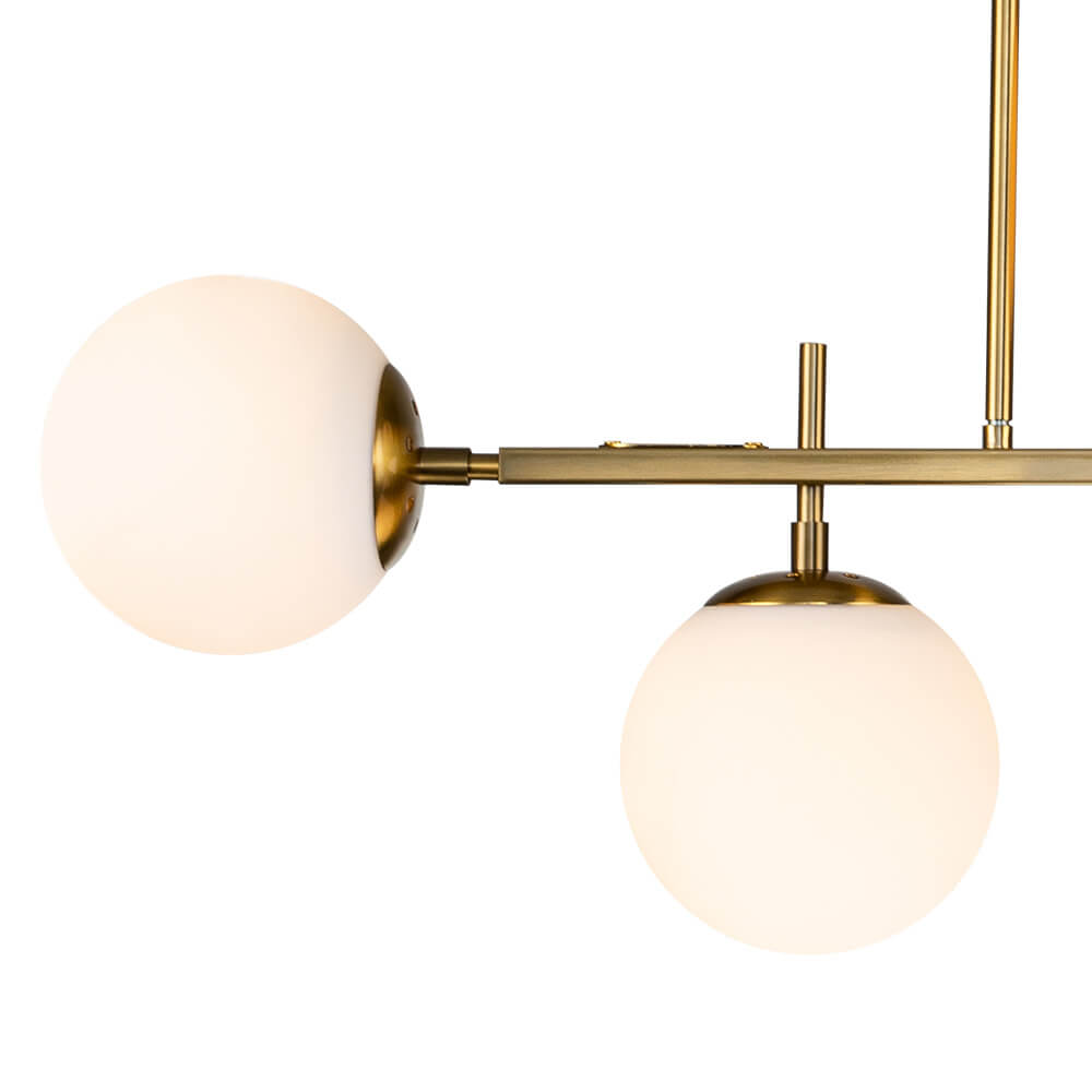 5-Light Glass Globe Island Linear Chandelier