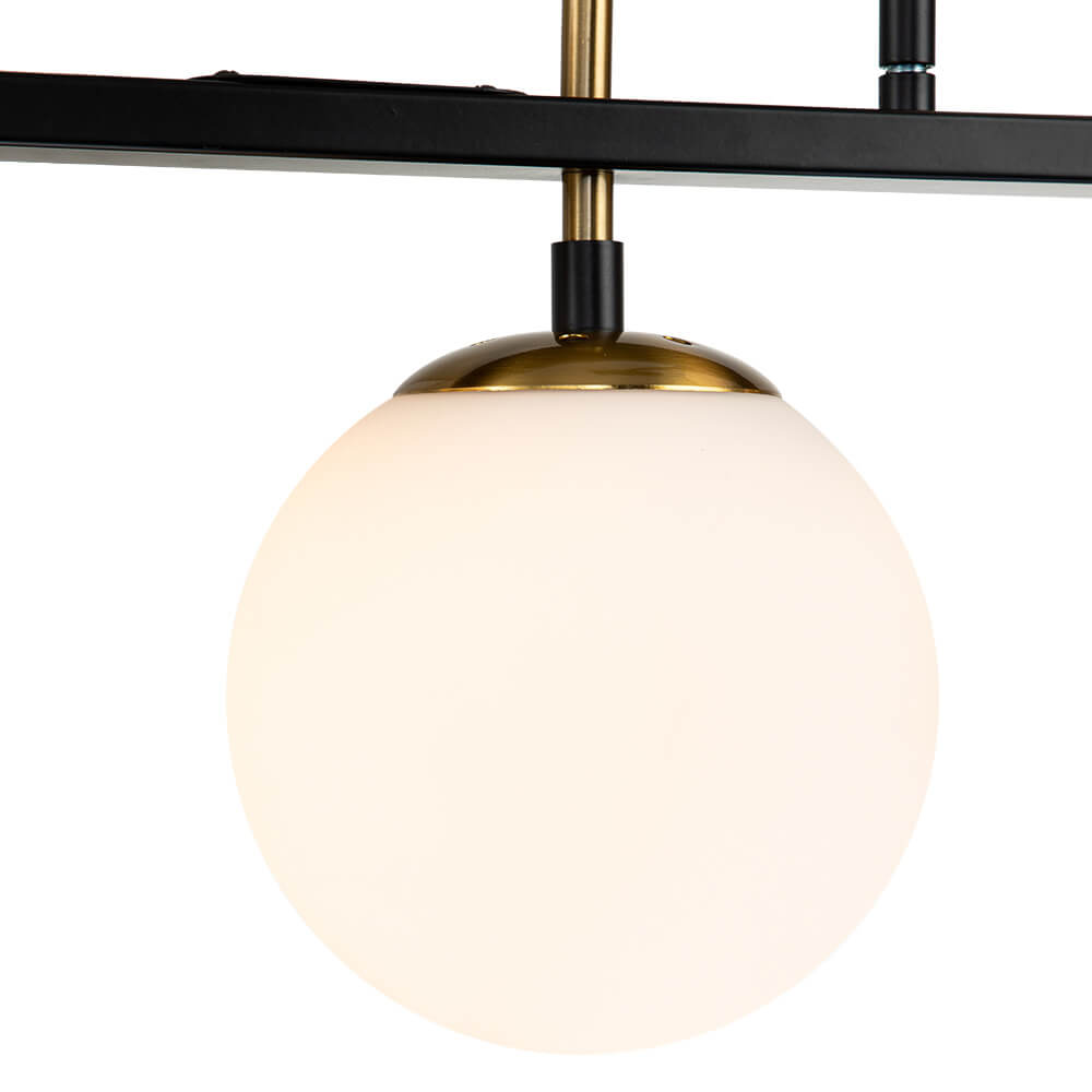 5-Light Glass Globe Island Linear Chandelier