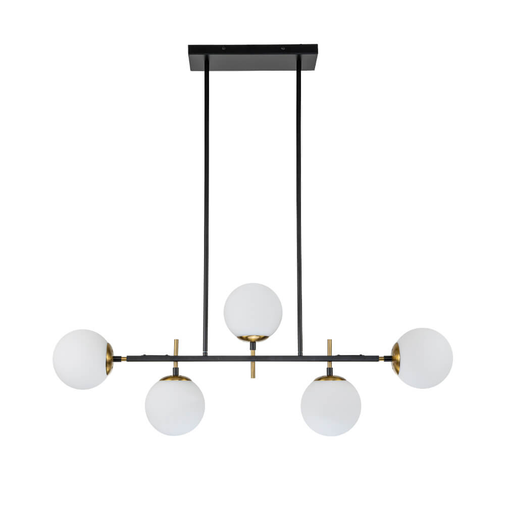 5-Light Glass Globe Island Linear Chandelier
