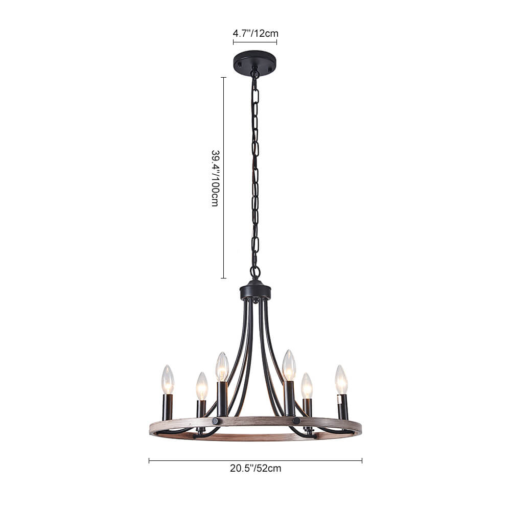6-Light Farmhouse Wagon Wheel Chandelier
