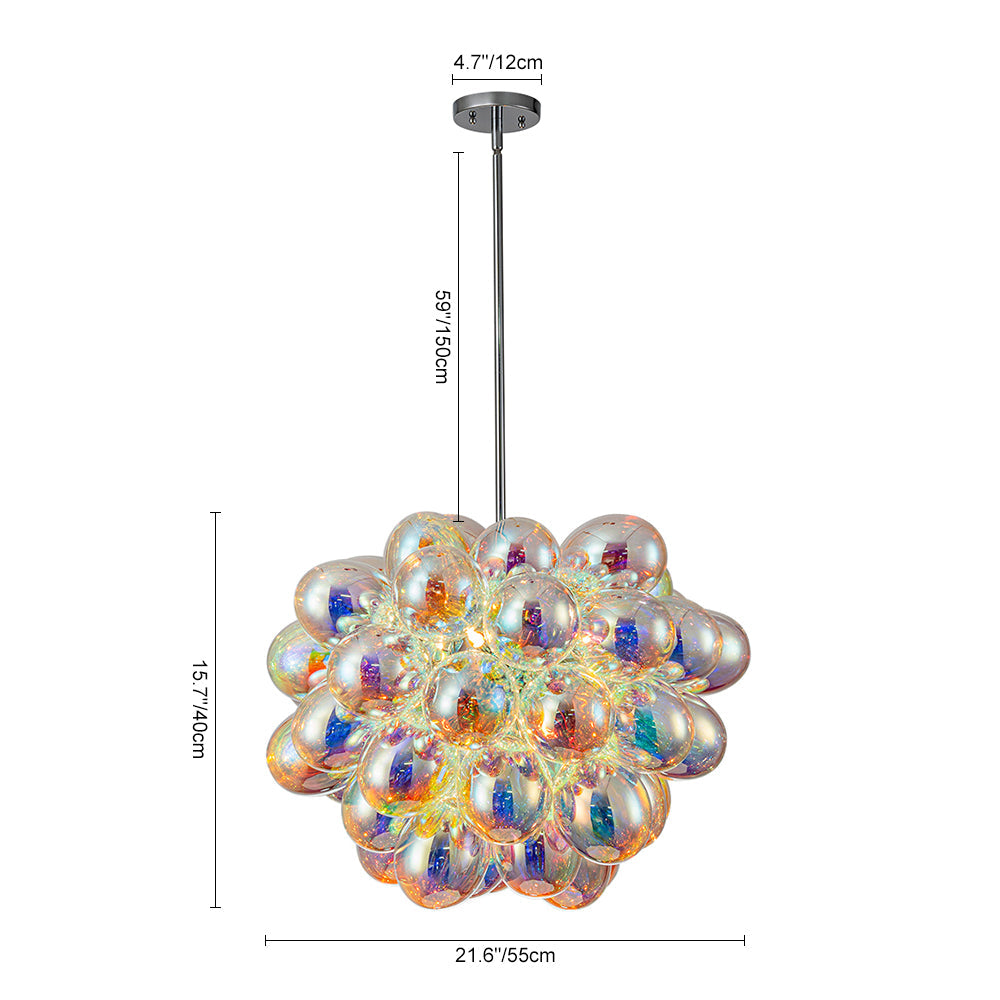 Bauhaus Color Stained Glass Cluster Bubble Chandelier
