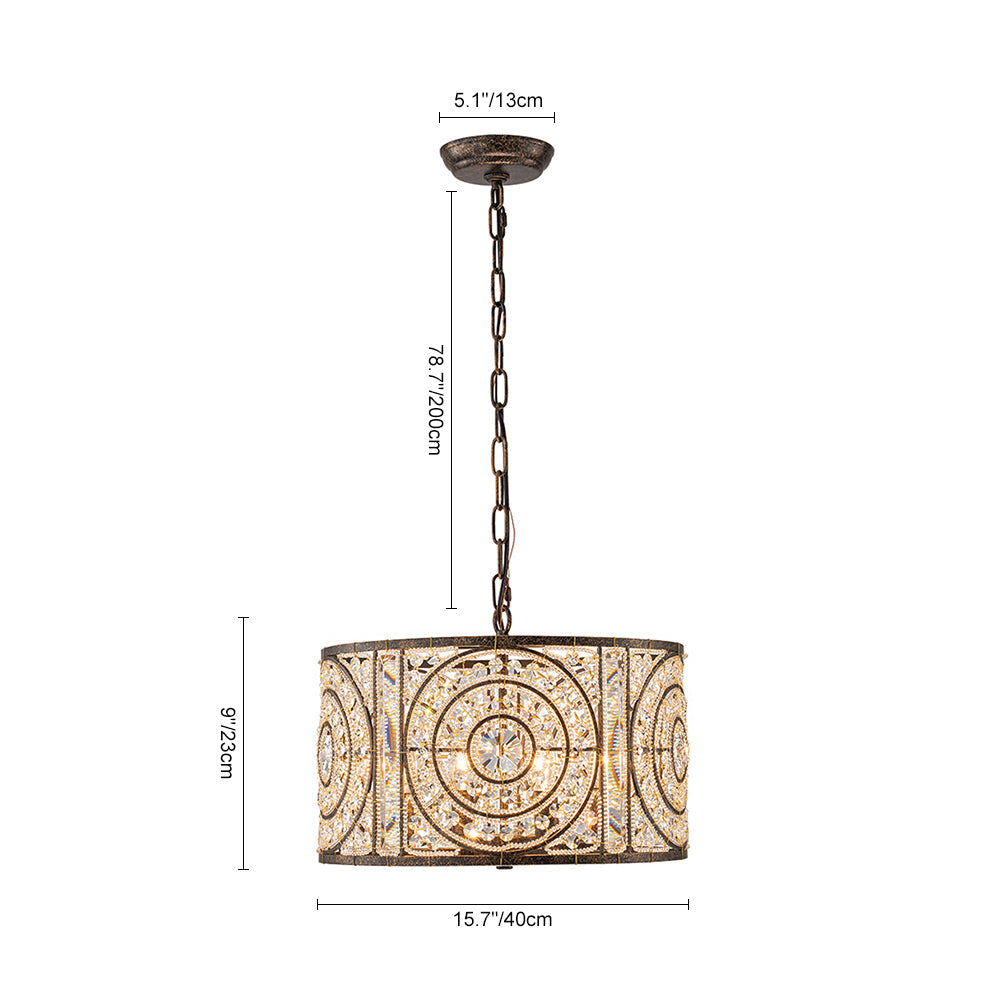 (OpenBox) Luxe Moroccan Antique Crystal Drum Cage Chandelier