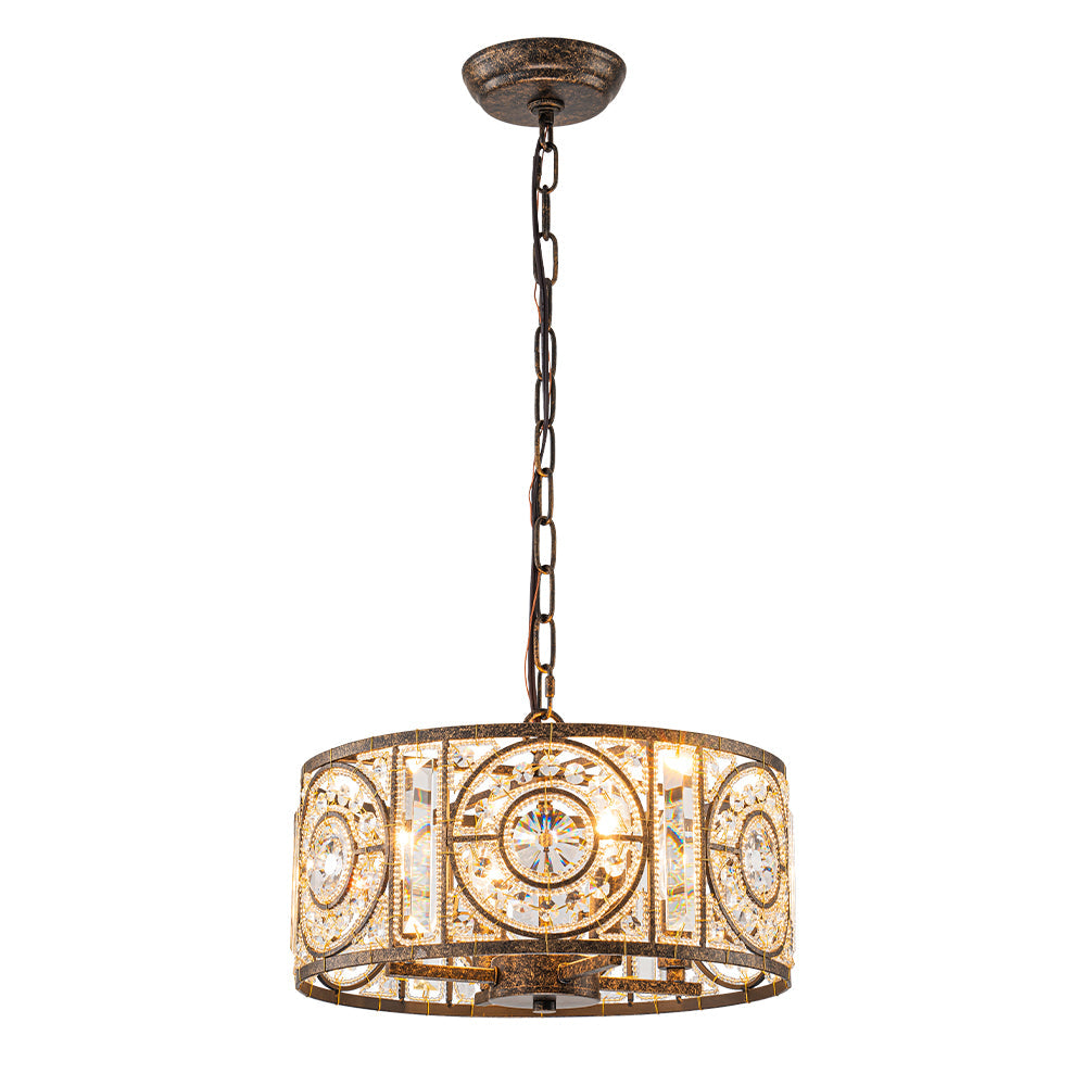 (OpenBox) Luxe Moroccan Antique Crystal Drum Cage Chandelier