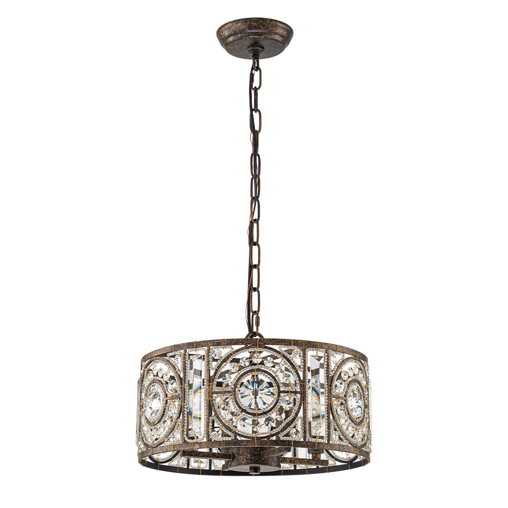 (OpenBox) Luxe Moroccan Antique Crystal Drum Cage Chandelier