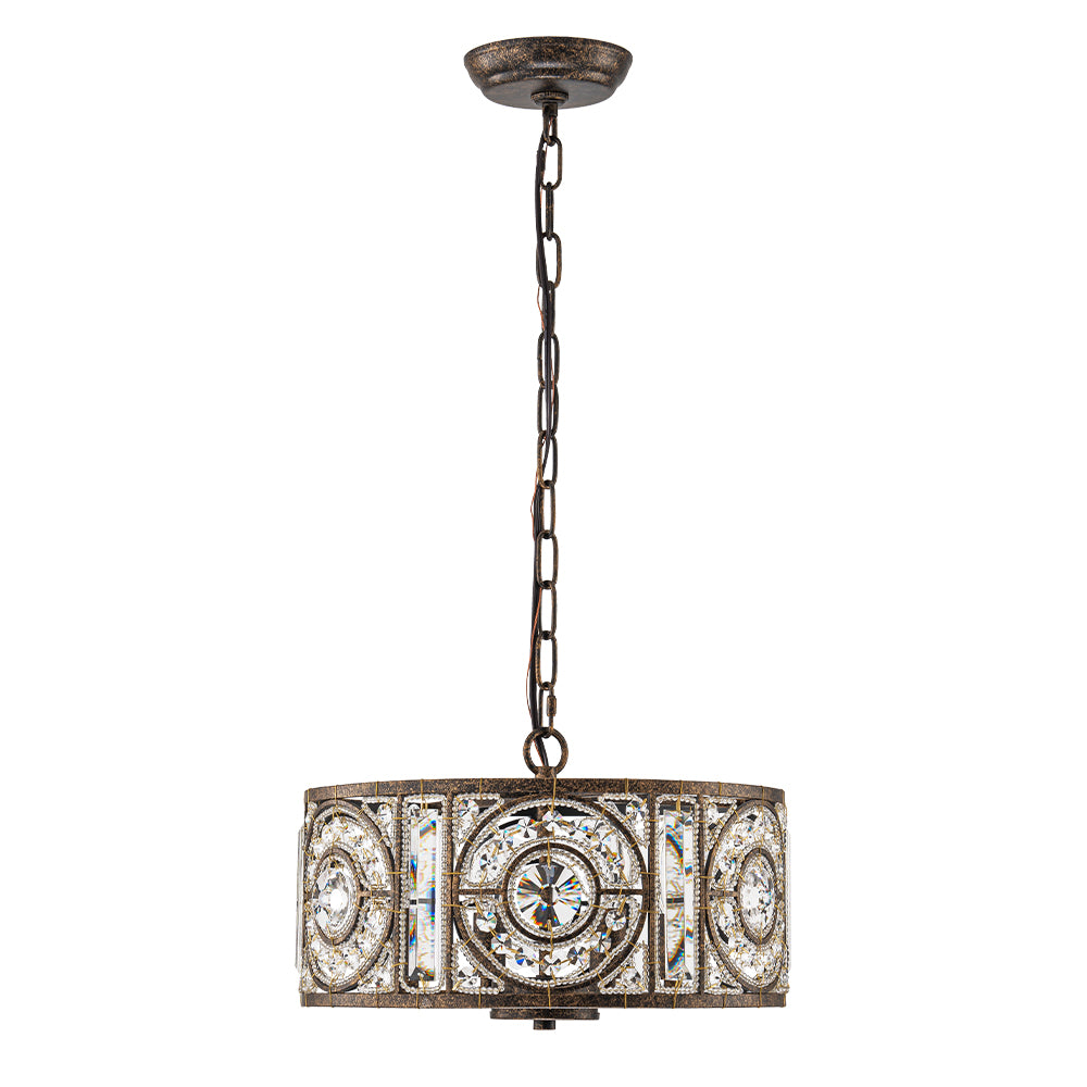 (OpenBox) Luxe Moroccan Antique Crystal Drum Cage Chandelier