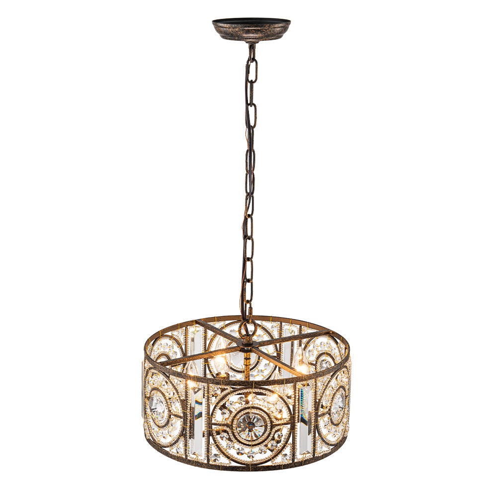 (OpenBox) Luxe Moroccan Antique Crystal Drum Cage Chandelier