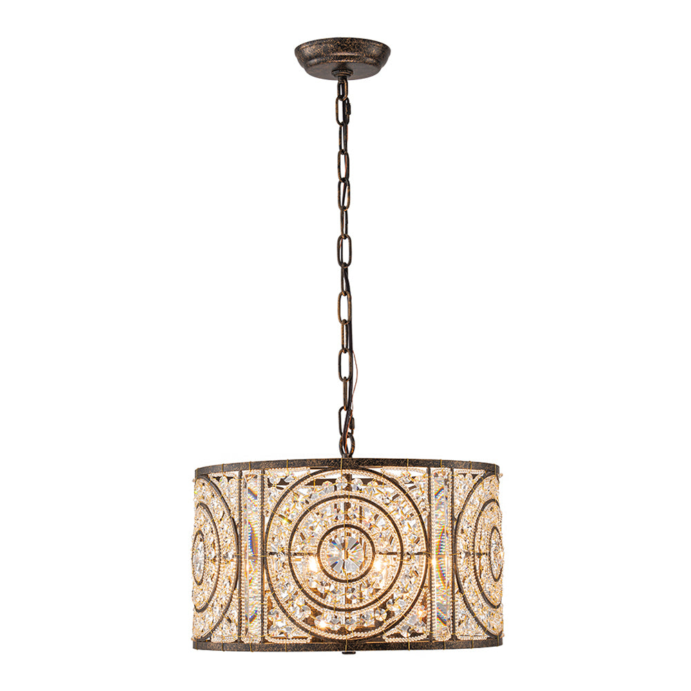 (OpenBox) Luxe Moroccan Antique Crystal Drum Cage Chandelier