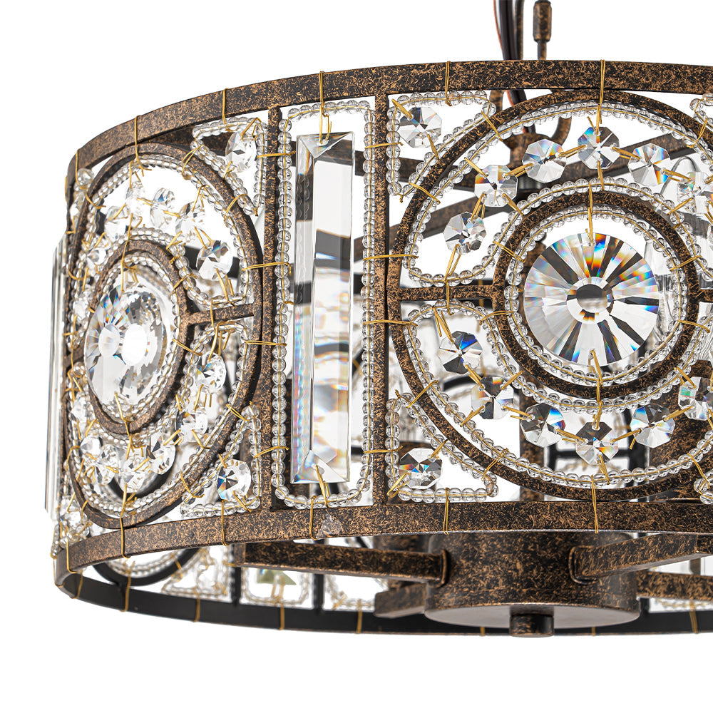 (OpenBox) Luxe Moroccan Antique Crystal Drum Cage Chandelier