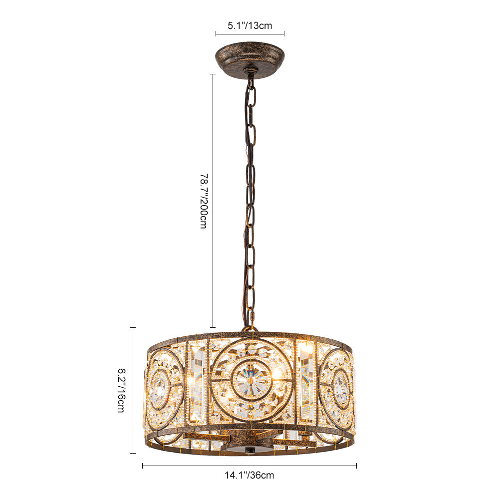 (OpenBox) Luxe Moroccan Antique Crystal Drum Cage Chandelier