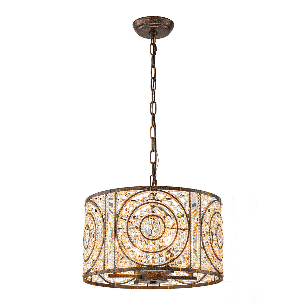 (OpenBox) Luxe Moroccan Antique Crystal Drum Cage Chandelier
