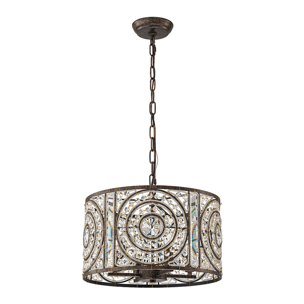 (OpenBox) Luxe Moroccan Antique Crystal Drum Cage Chandelier