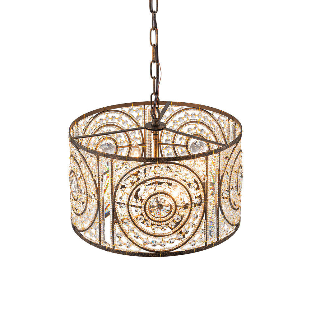 (OpenBox) Luxe Moroccan Antique Crystal Drum Cage Chandelier