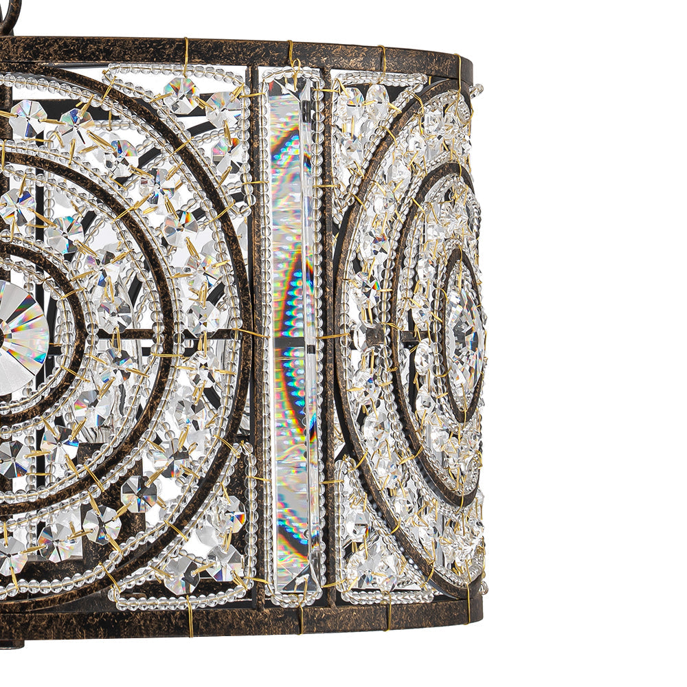 (OpenBox) Luxe Moroccan Antique Crystal Drum Cage Chandelier