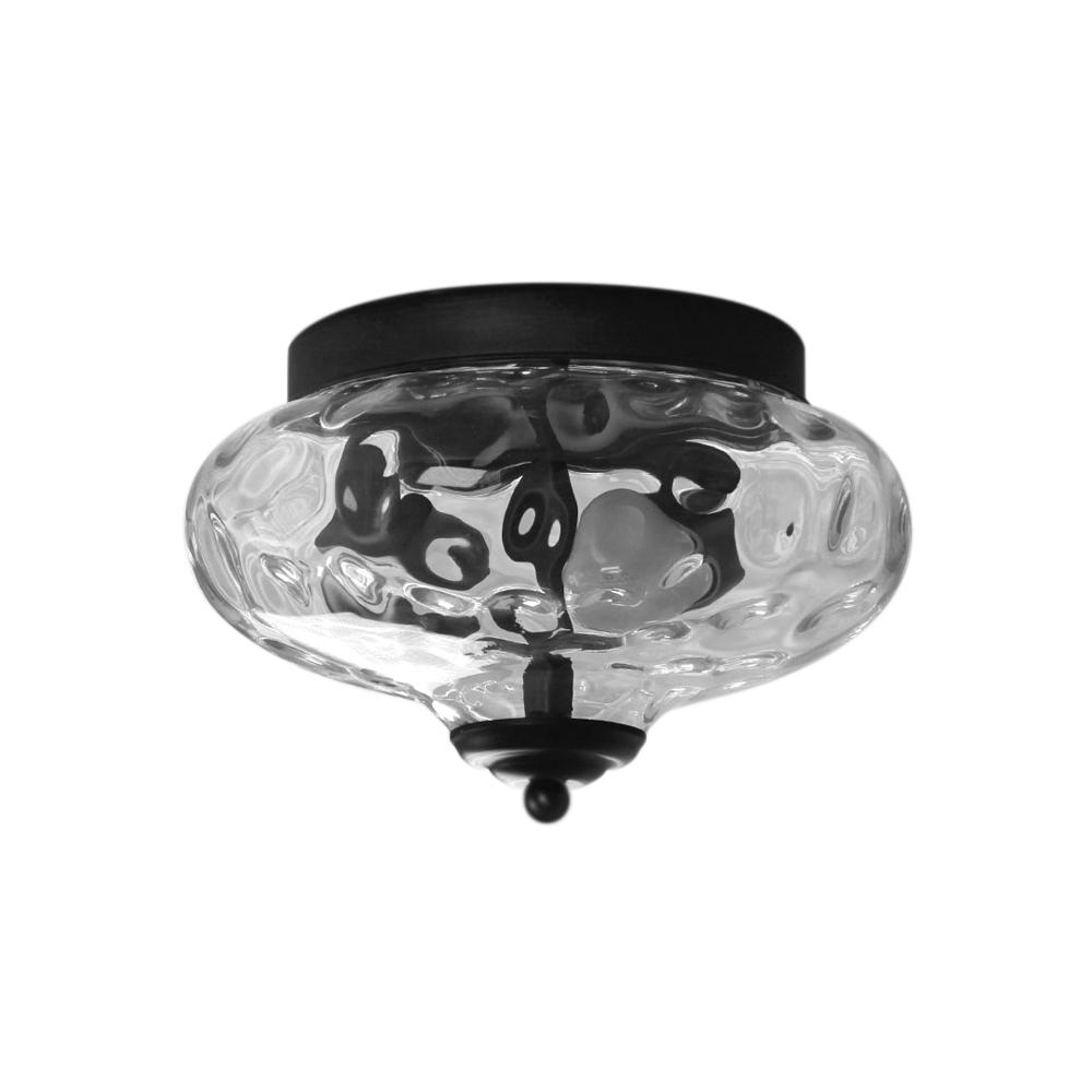 2-light Industrial Glass Flush Mount Light