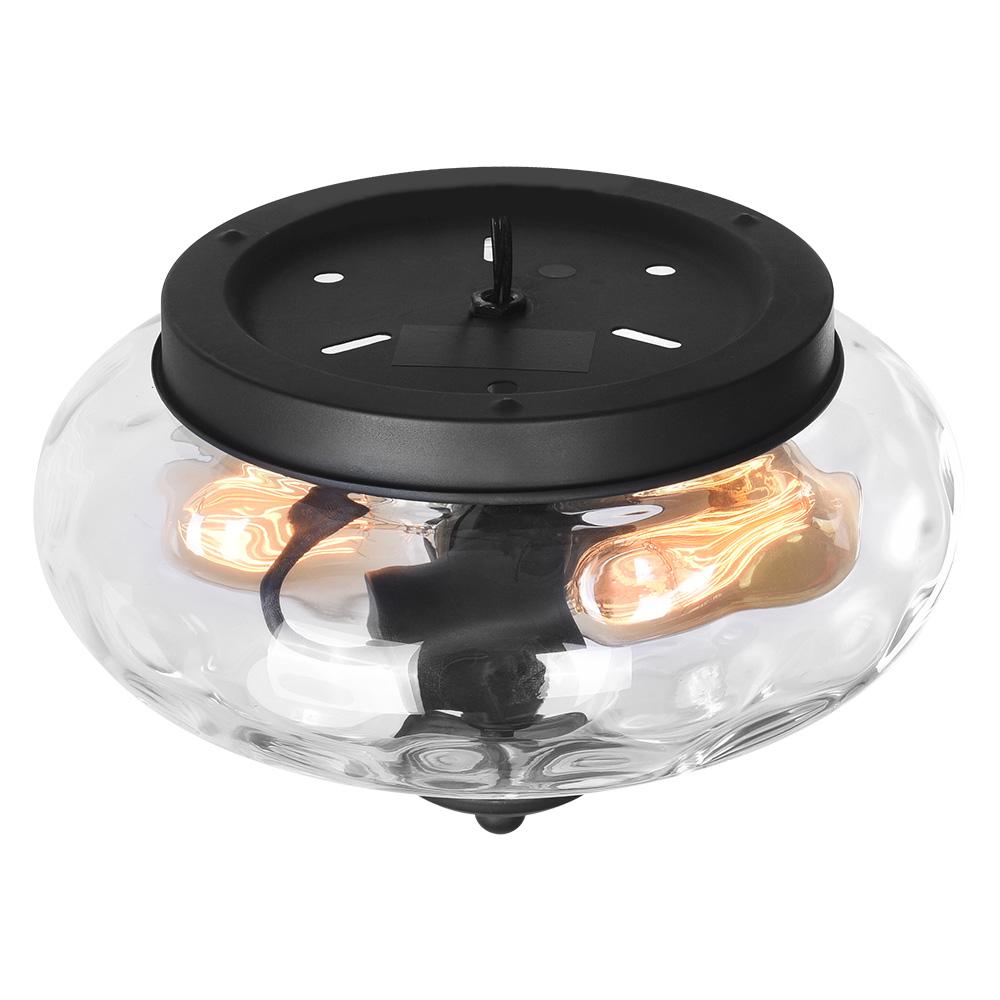 2-light Industrial Glass Flush Mount Light