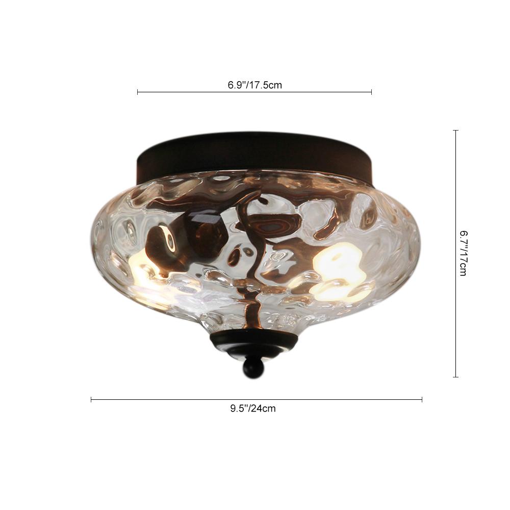 2-light Industrial Glass Flush Mount Light