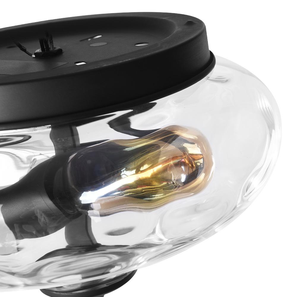 2-light Industrial Glass Flush Mount Light