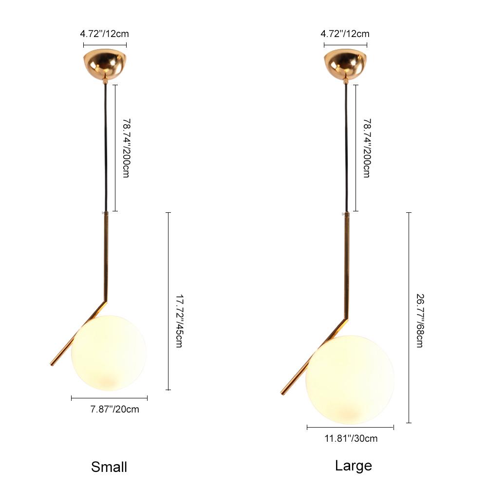 1-Light Opal Glass Globe Pendant Light