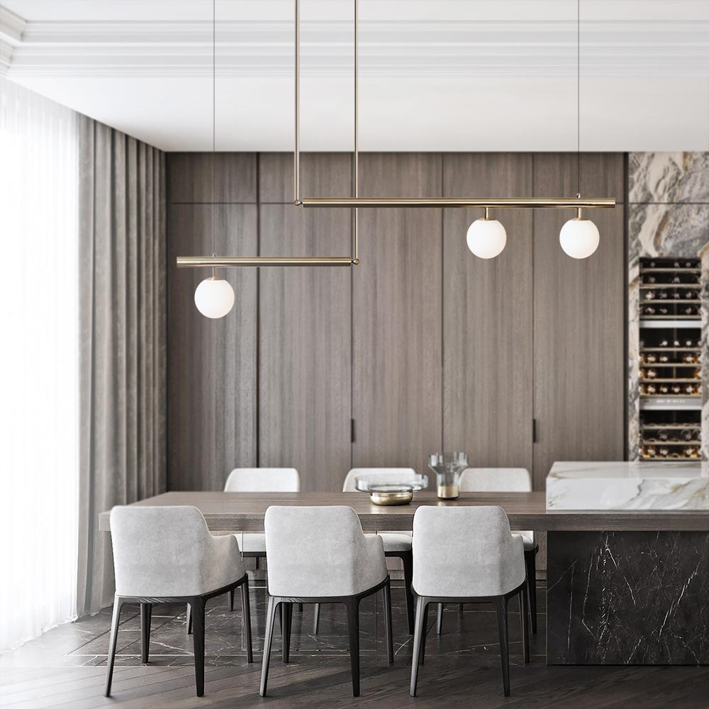 Kitchen Island Glass Globe Linear Chandelier