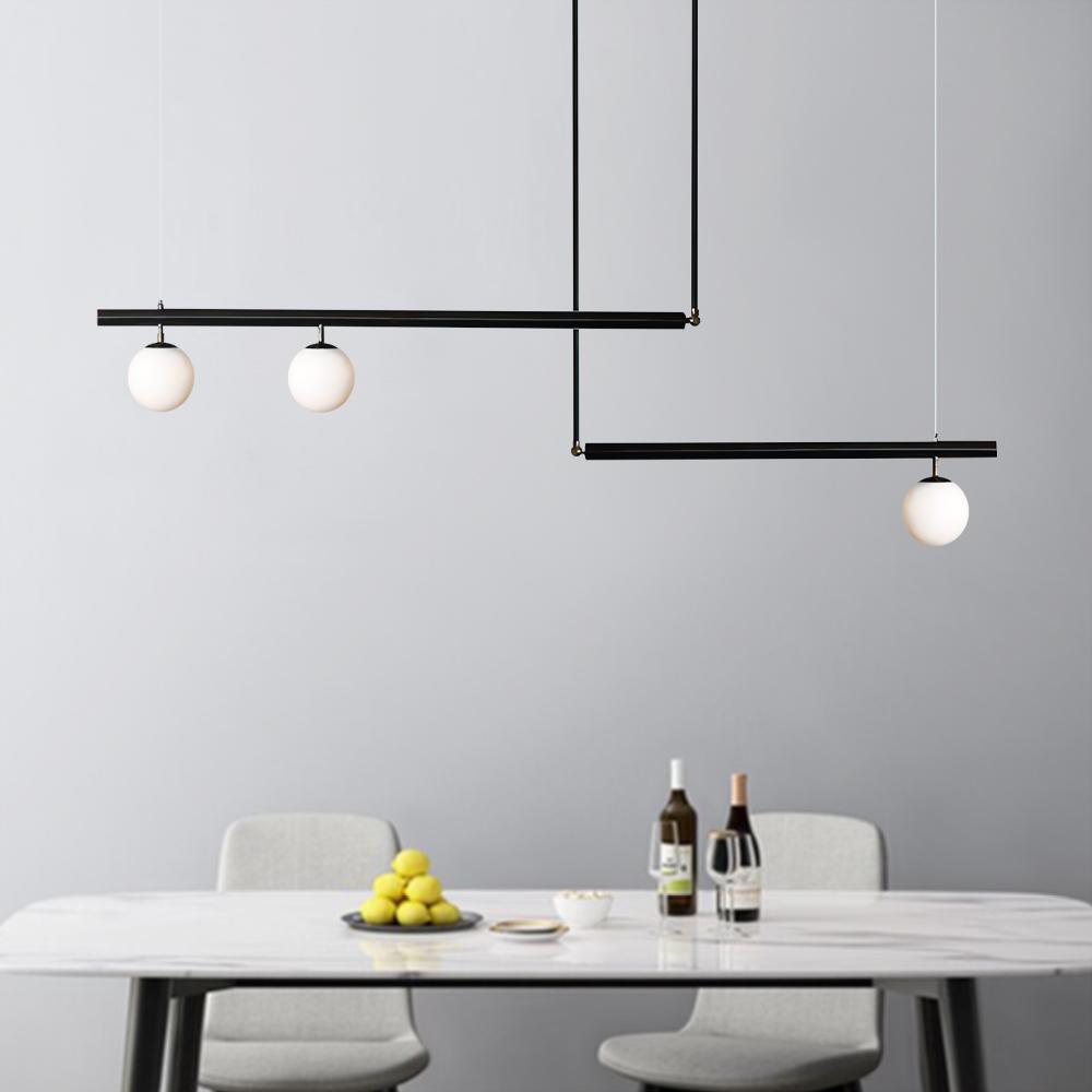 Kitchen Island Glass Globe Linear Chandelier