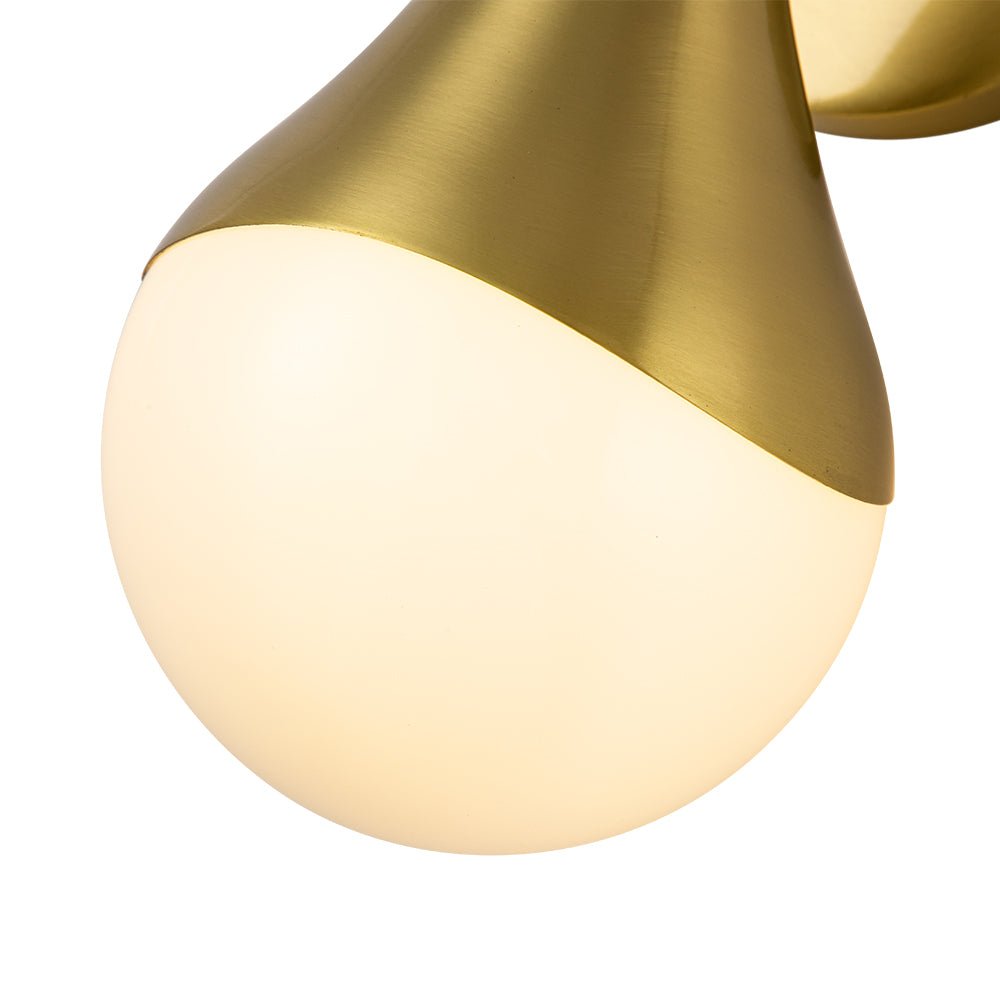 1-Light Aged Brass Teardrop Frosted Glass Wall Lamp