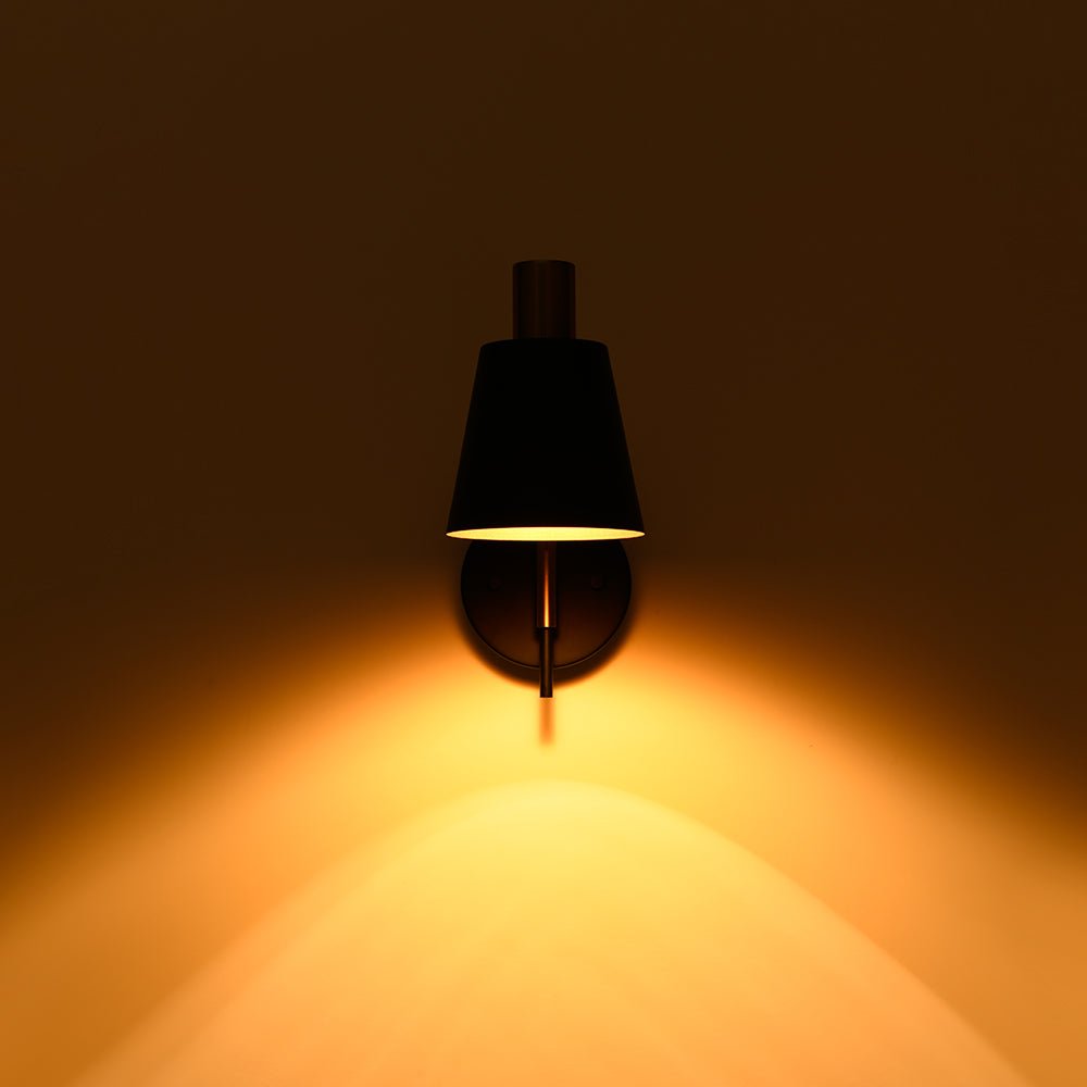 1-Light Black Gold 90-Degree Adjustable Cone Wall Lamp