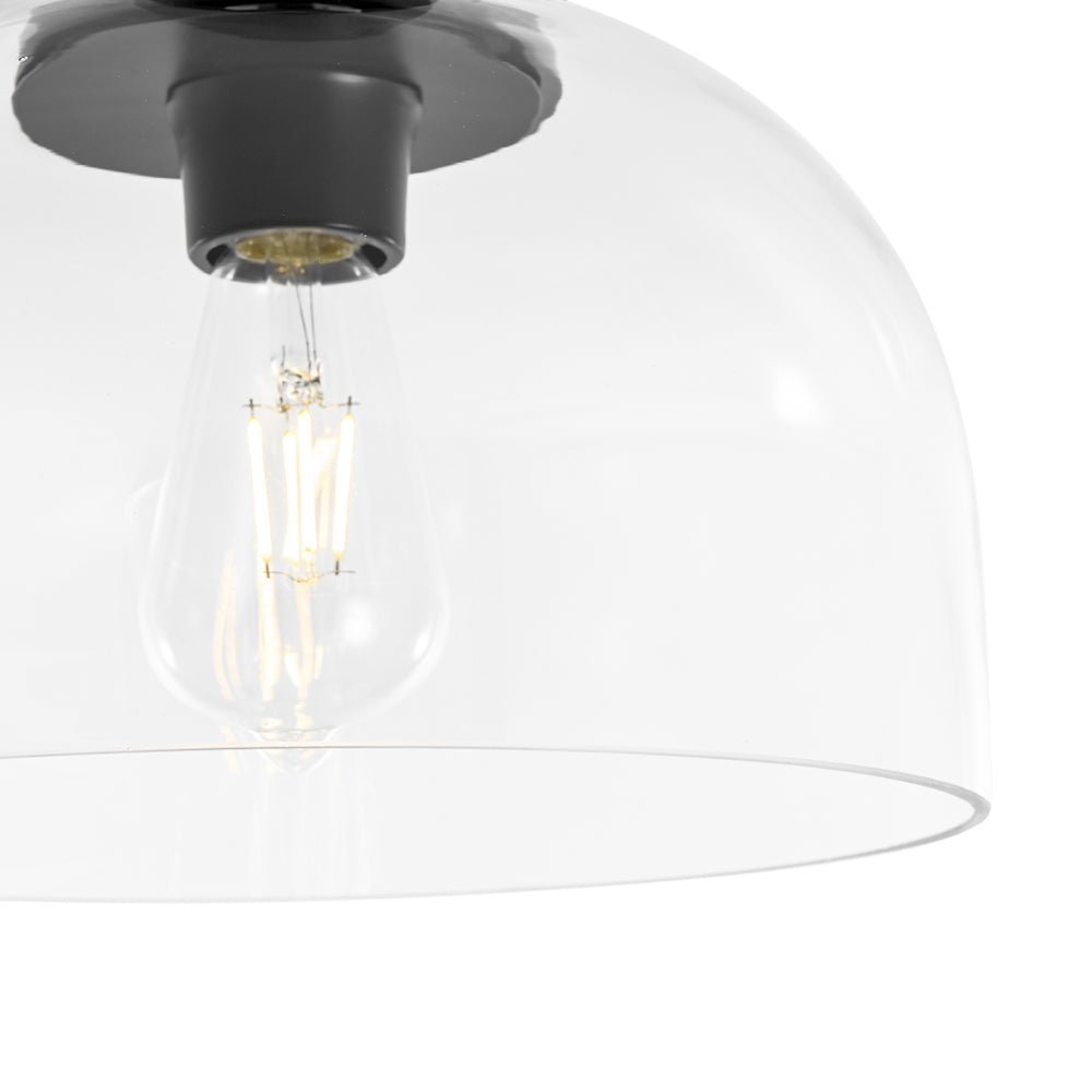 1-Light Clear Glass Dome Shade Semi Flush Mount