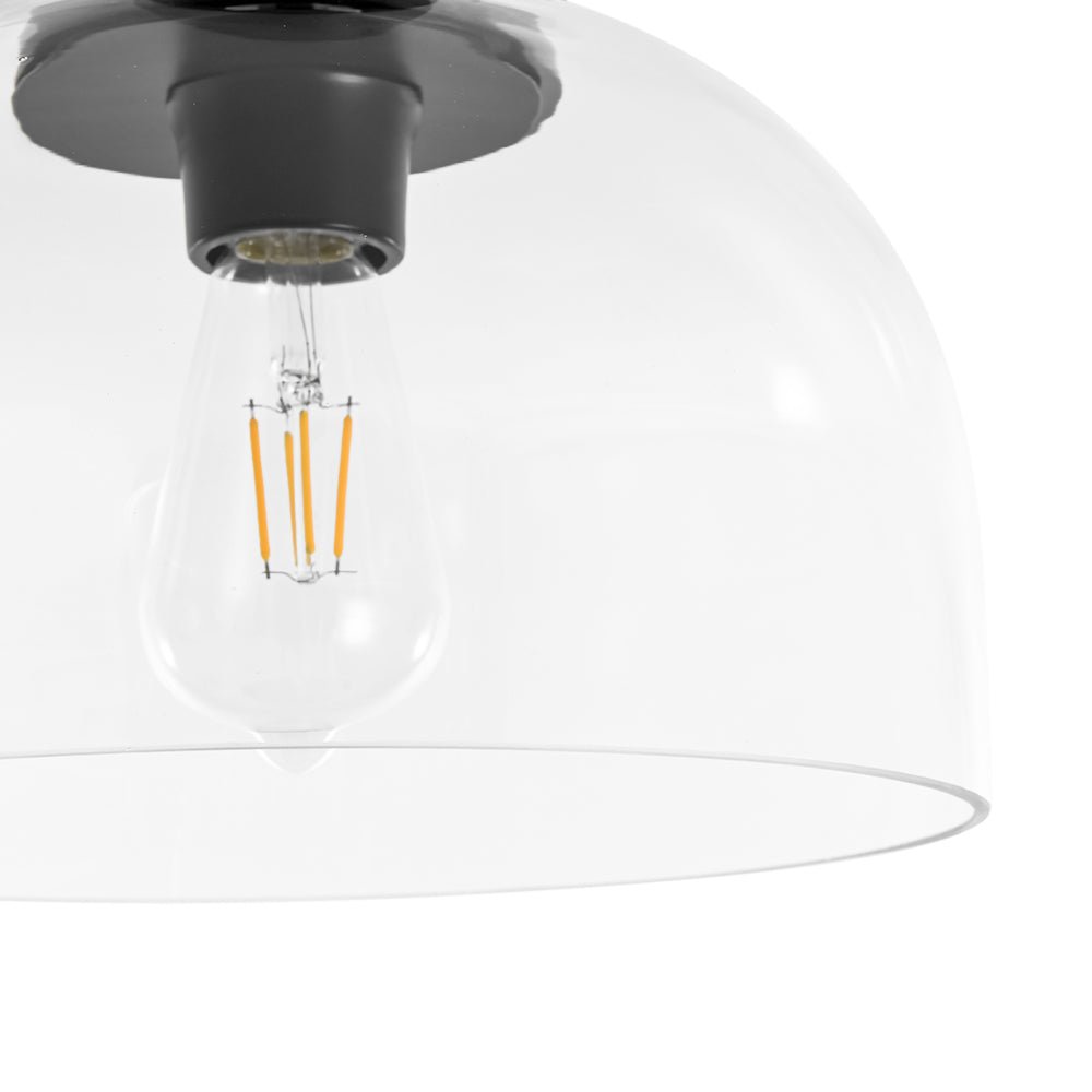 1-Light Clear Glass Dome Shade Semi Flush Mount