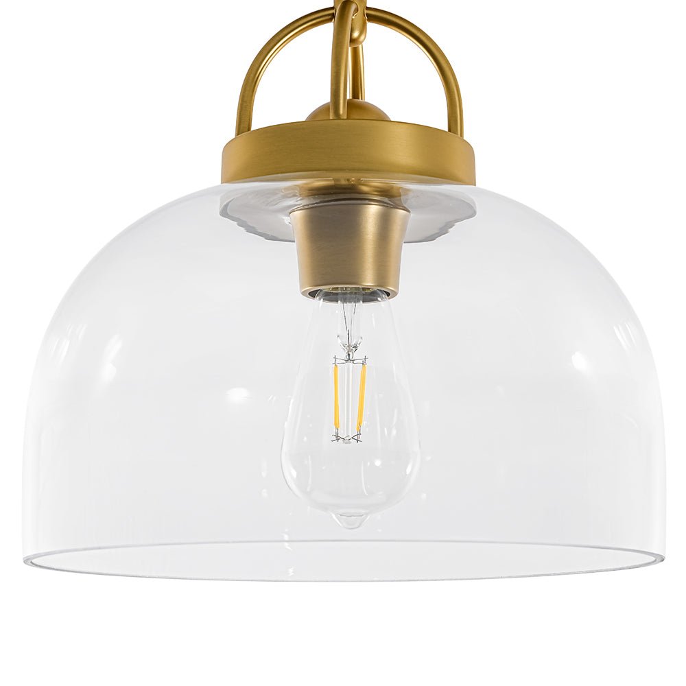 1-Light Clear Glass Dome Shade Semi Flush Mount