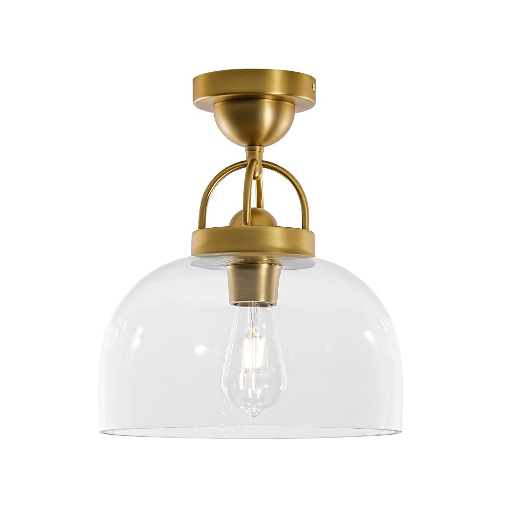 1-Light Clear Glass Dome Shade Semi Flush Mount