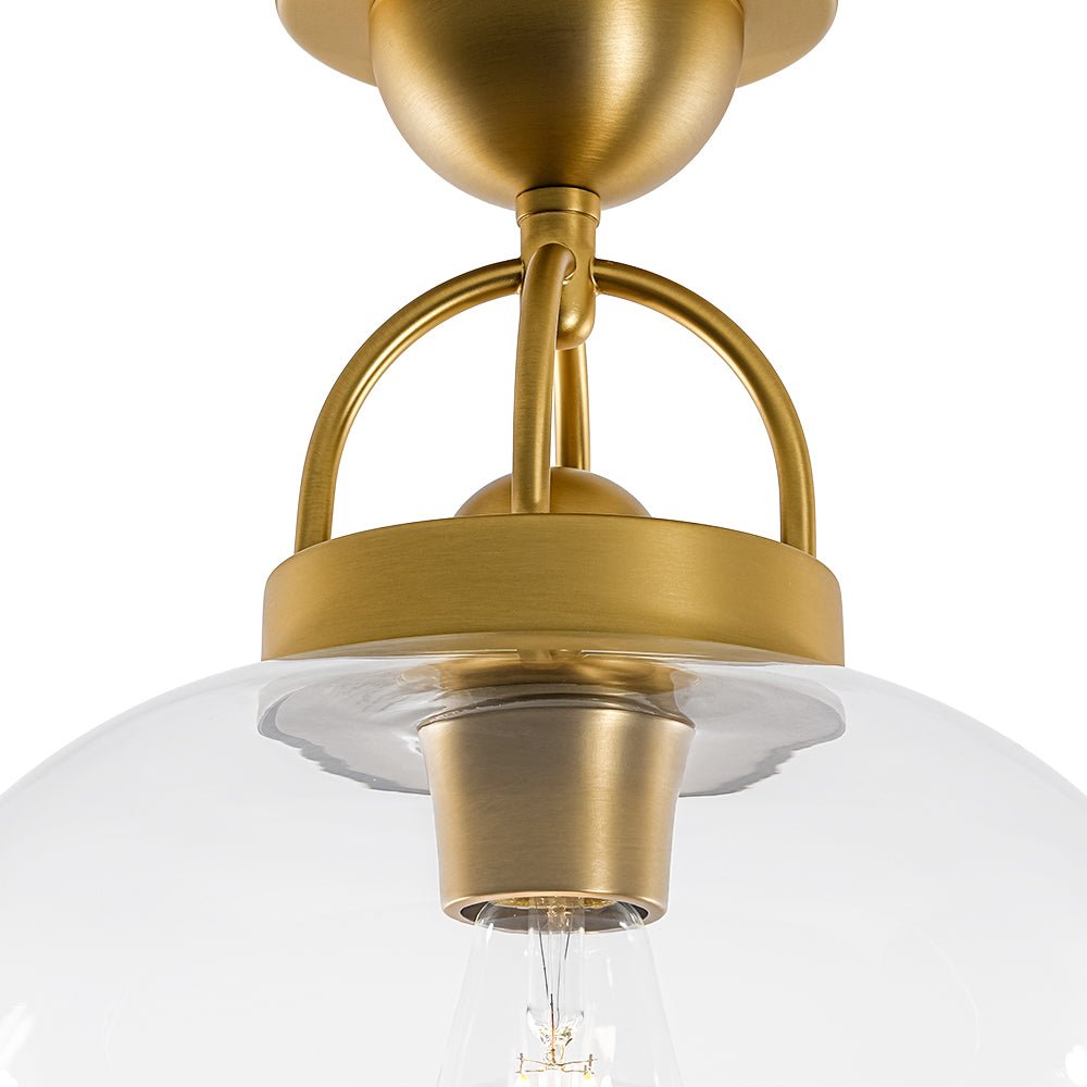 1-Light Clear Glass Dome Shade Semi Flush Mount