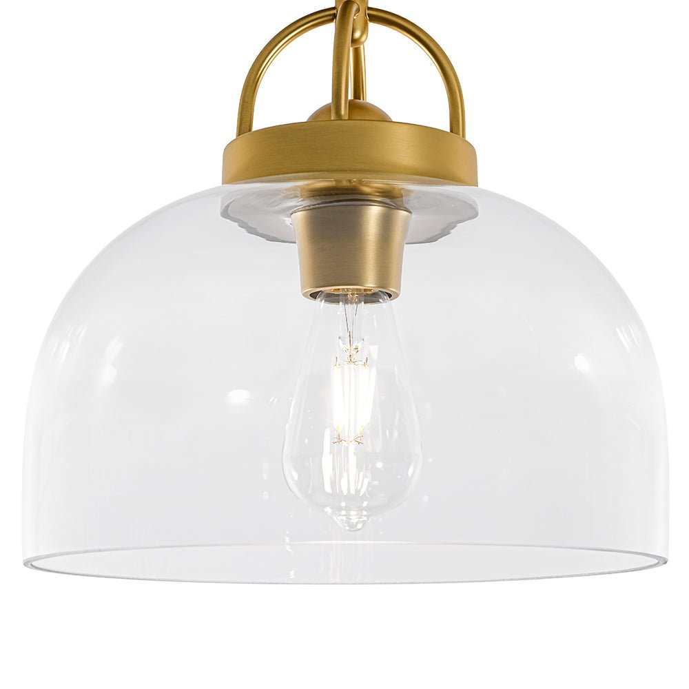 1-Light Clear Glass Dome Shade Semi Flush Mount