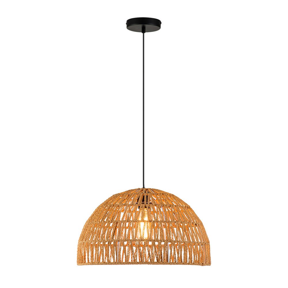 1-Light Coastal Bohemian Woven Rope Dome Pendant