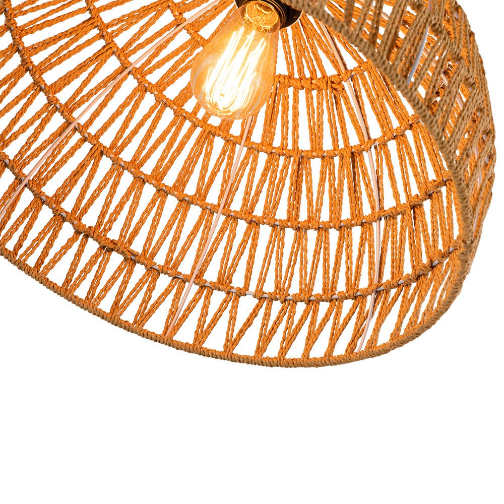 1-Light Coastal Bohemian Woven Rope Dome Pendant
