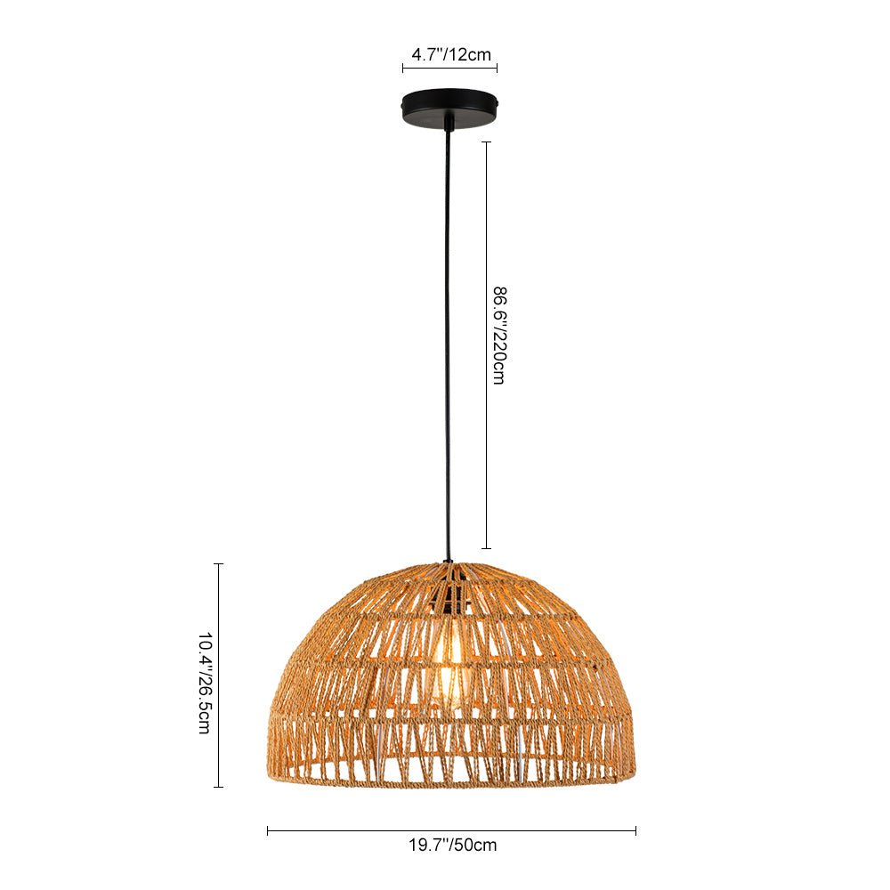 1-Light Coastal Bohemian Woven Rope Dome Pendant