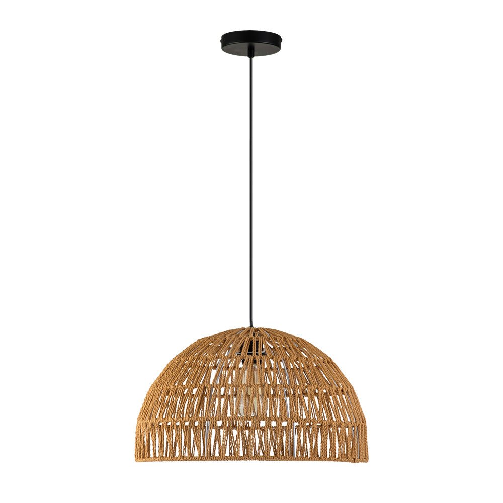 1-Light Coastal Bohemian Woven Rope Dome Pendant