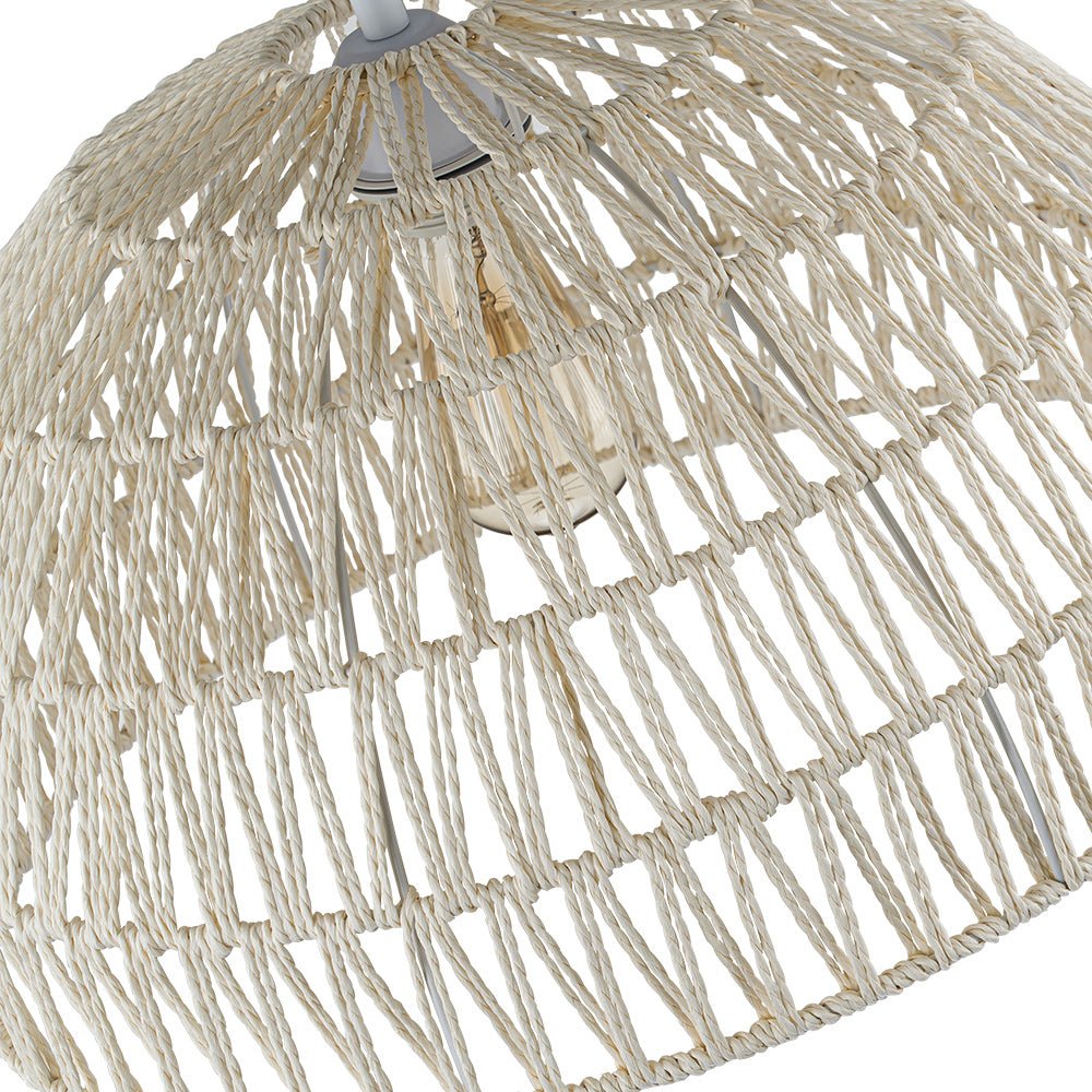 1-Light Coastal Bohemian Woven Rope Dome Pendant