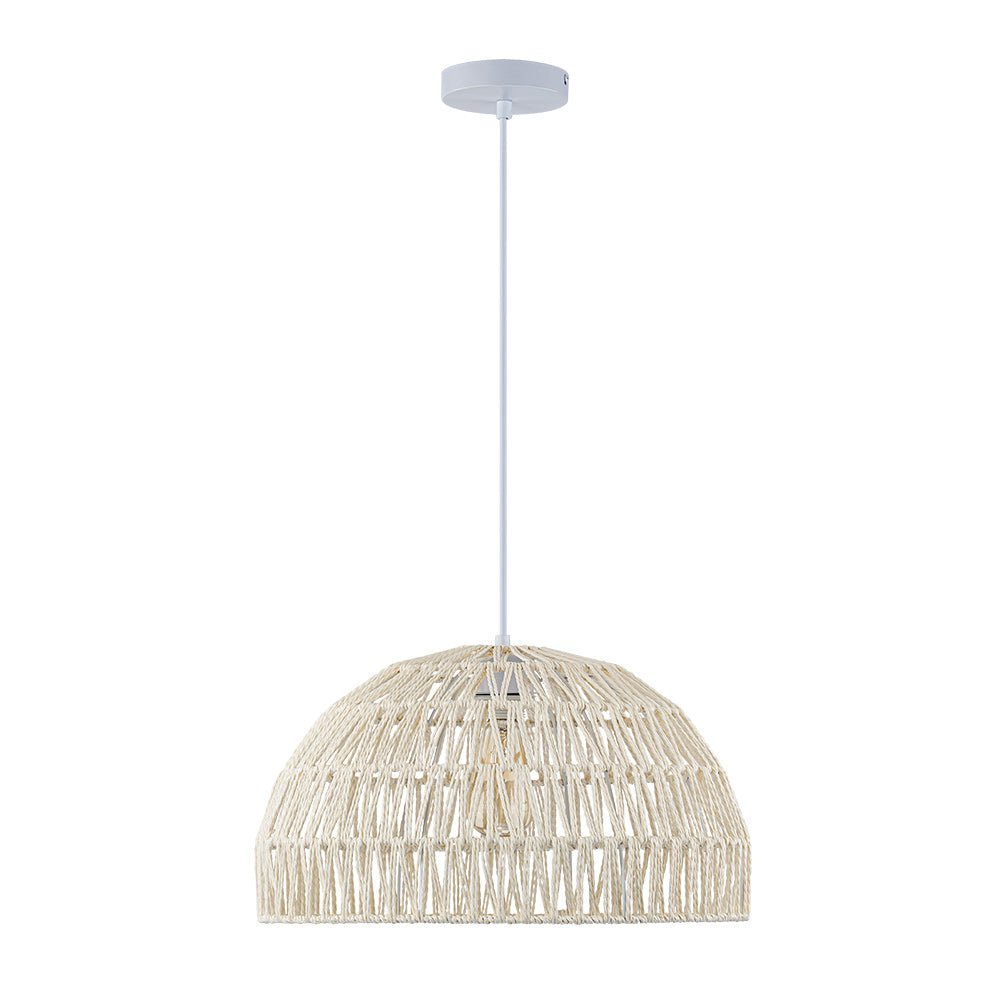 1-Light Coastal Bohemian Woven Rope Dome Pendant