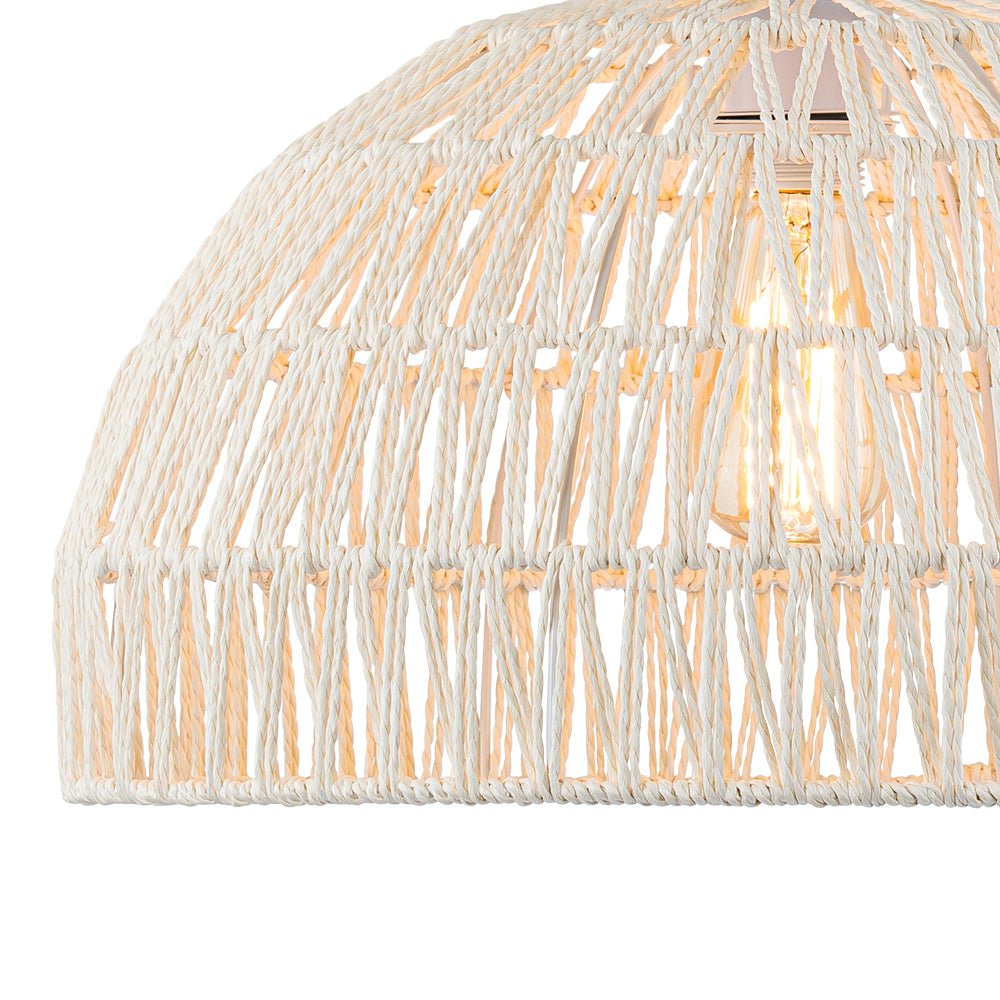 1-Light Coastal Bohemian Woven Rope Dome Pendant