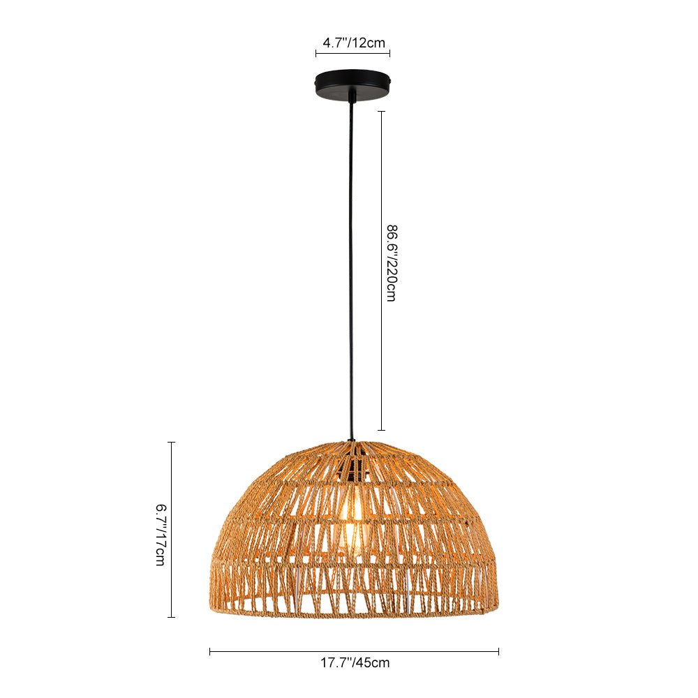 1-Light Coastal Bohemian Woven Rope Dome Pendant