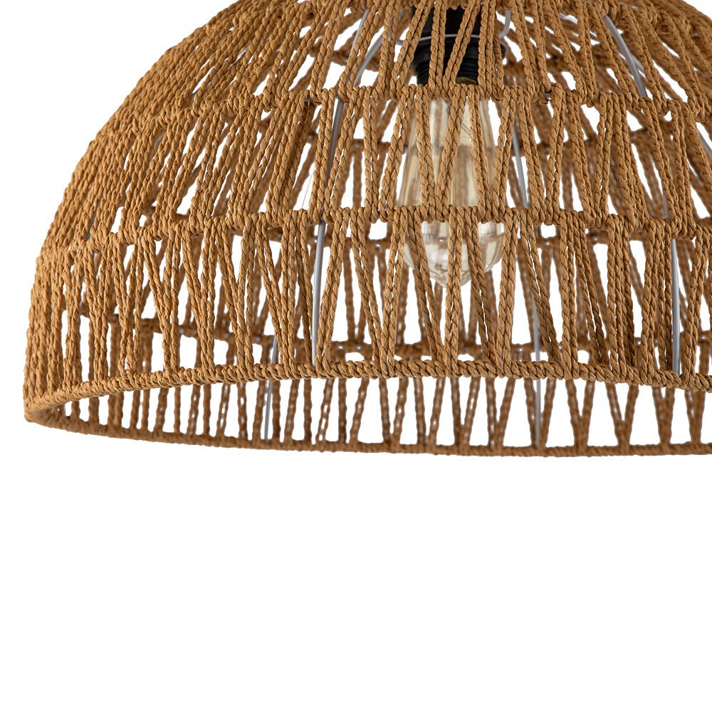 1-Light Coastal Bohemian Woven Rope Dome Pendant
